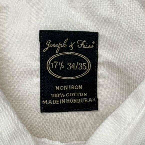 Joeseph & Feiss White Men’s Dress Shirt Clean Collar Button Down 17 1/2 33 34 - Picture 2 of 6